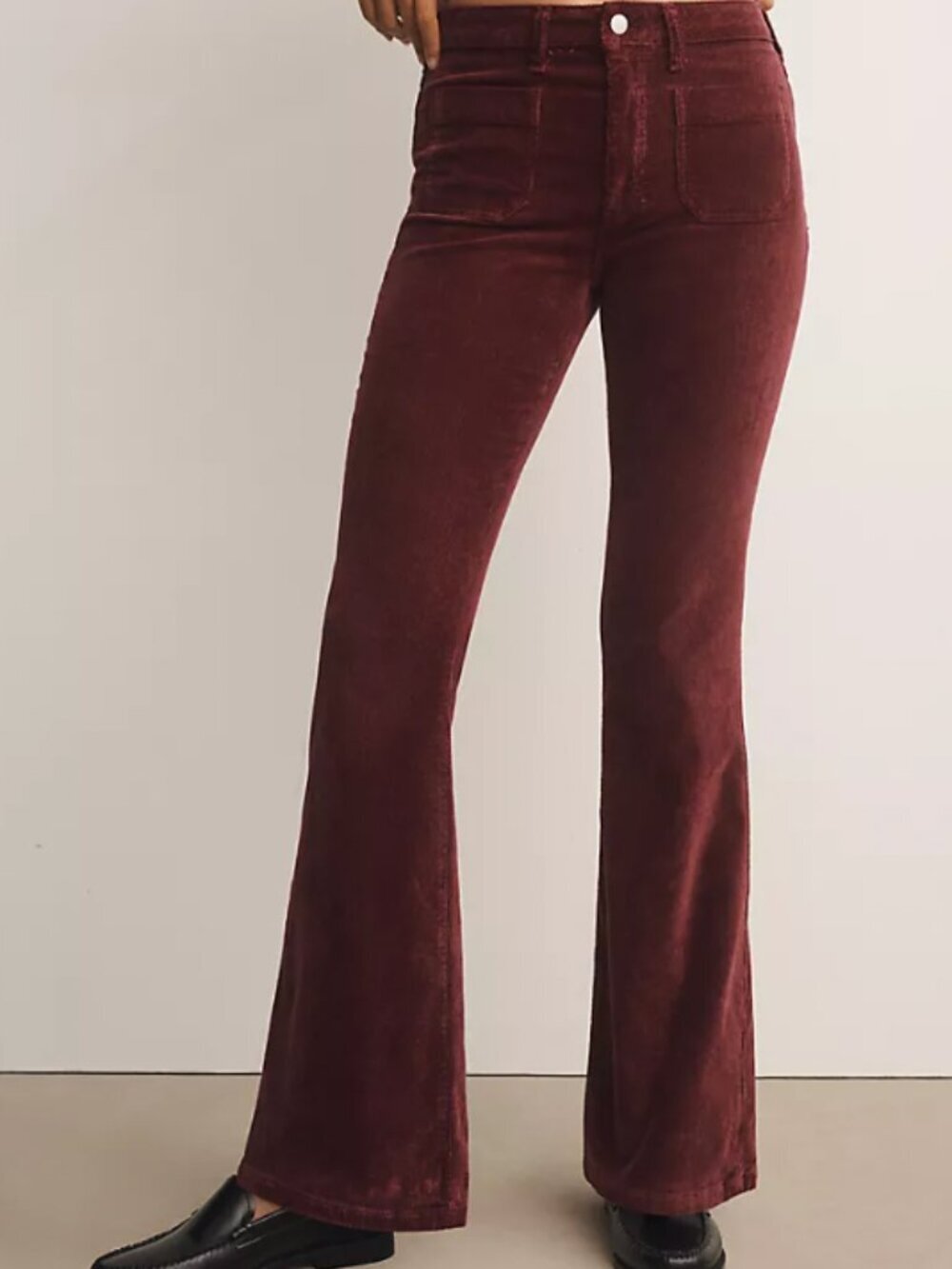 Pilcro Anthropologie Burgundy Corduroy Flared Pants Size 26 Women's